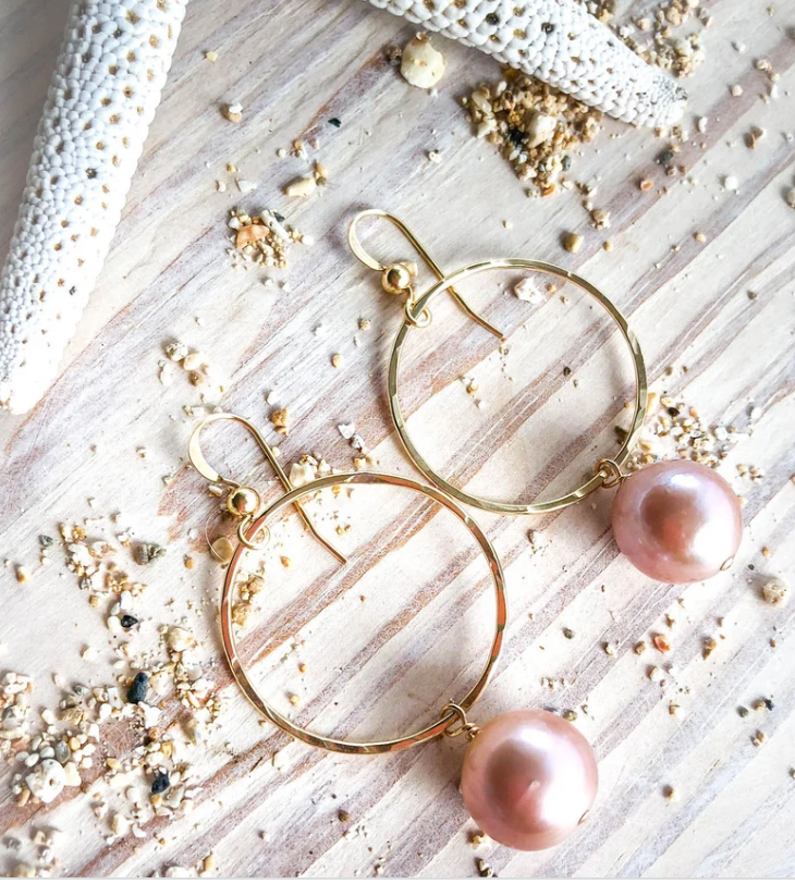 Pink Edison pearl earrings