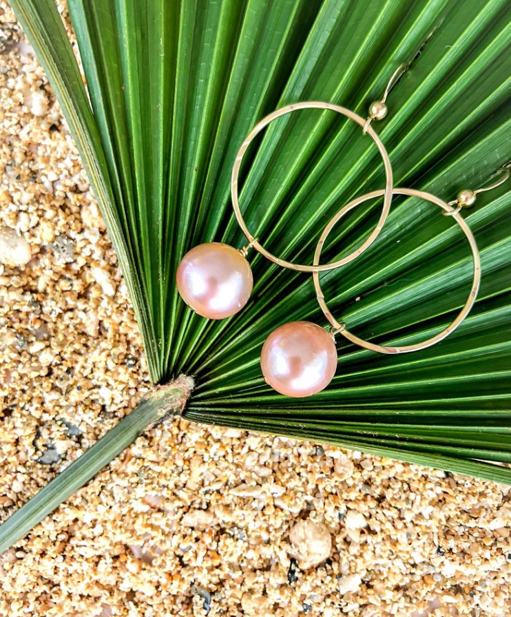 Pink Edison pearl earrings